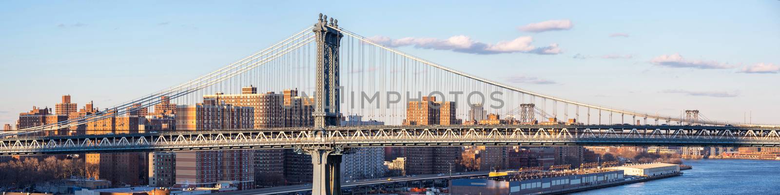 Panorama of Manhattan Bridge with New York City Skyline