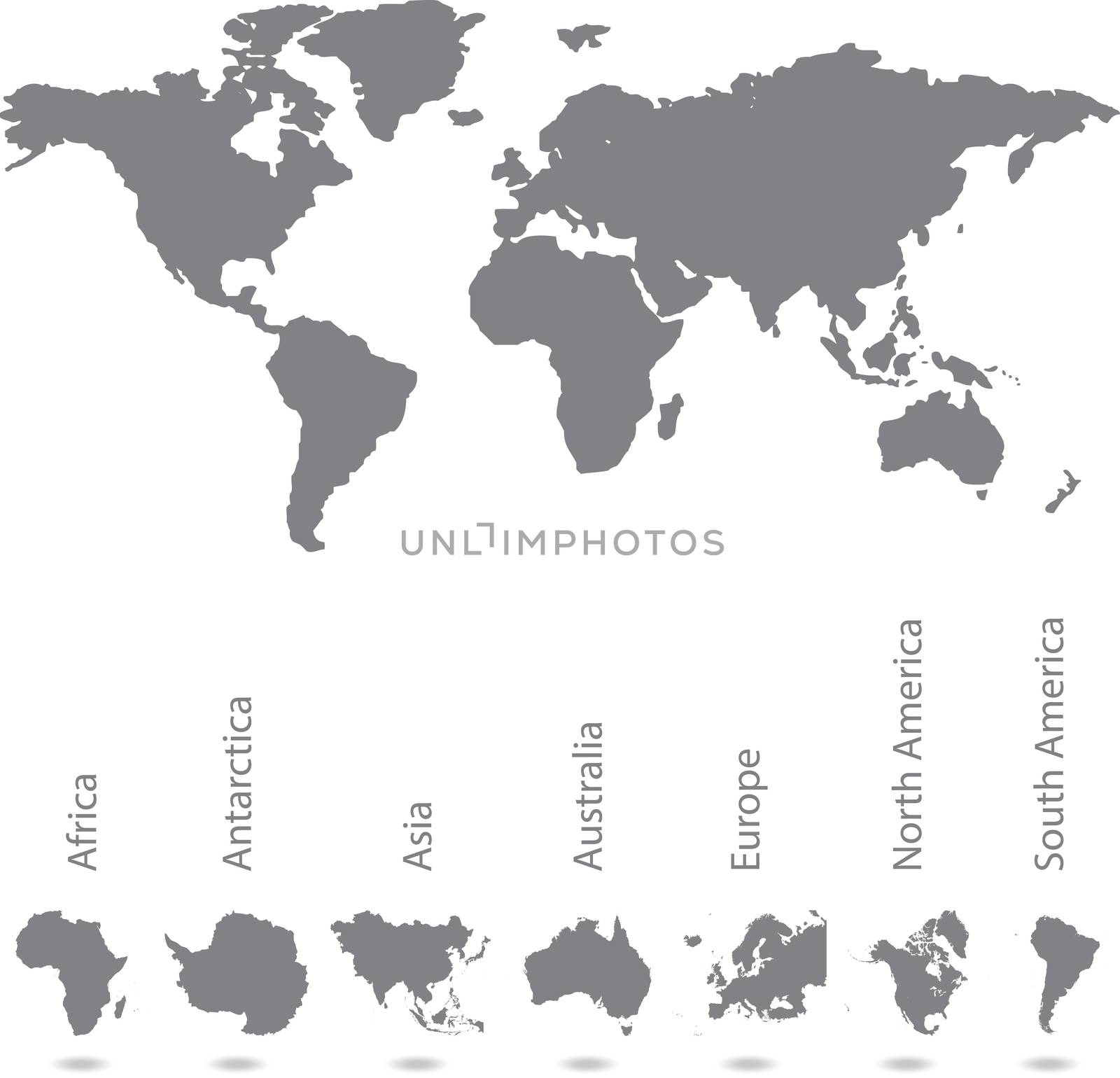 Illustrated map of the world with all continents by DragonEyeMedia