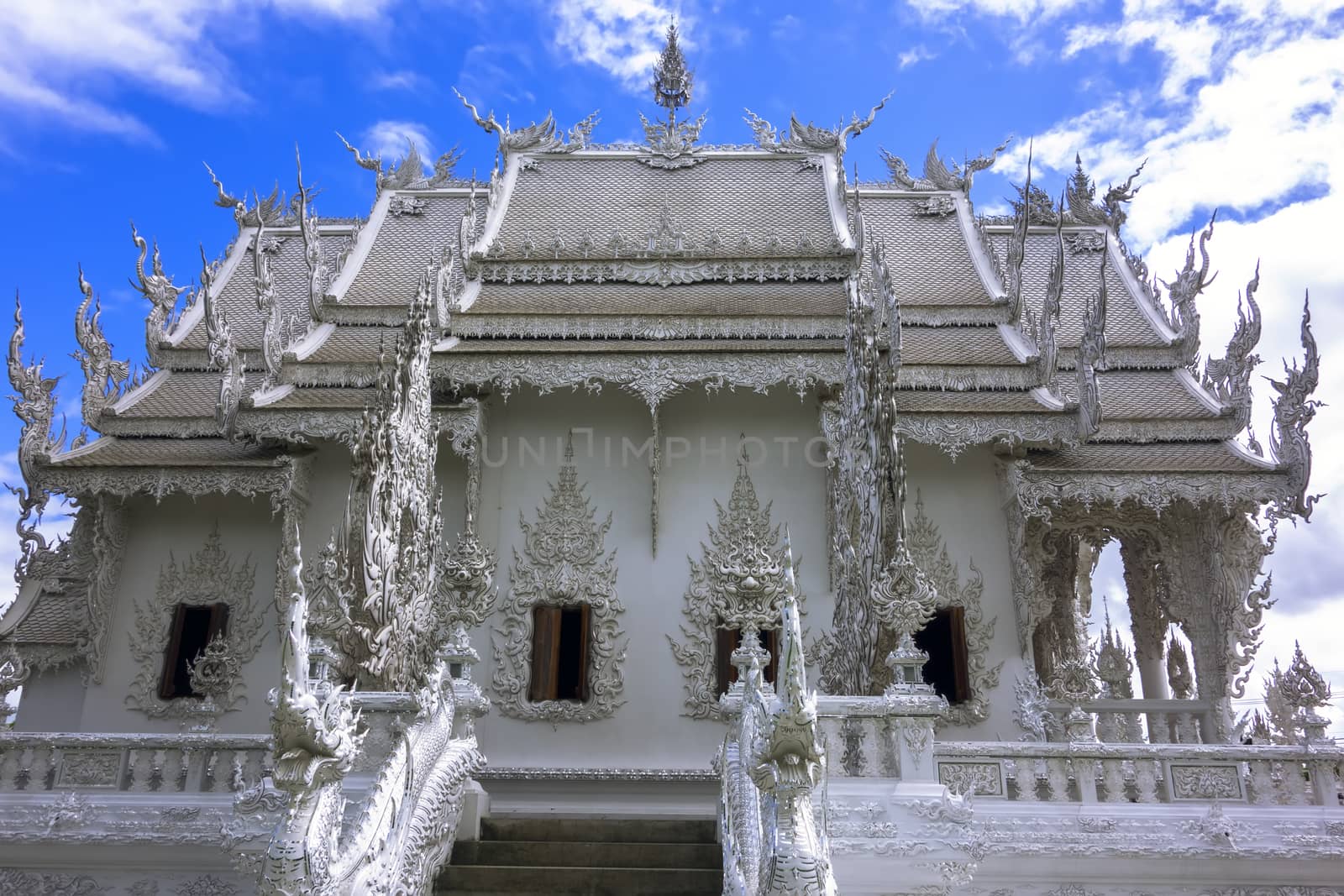 White Temple, Side View, contemporary unconventional Buddhist temple in Chiang Rai