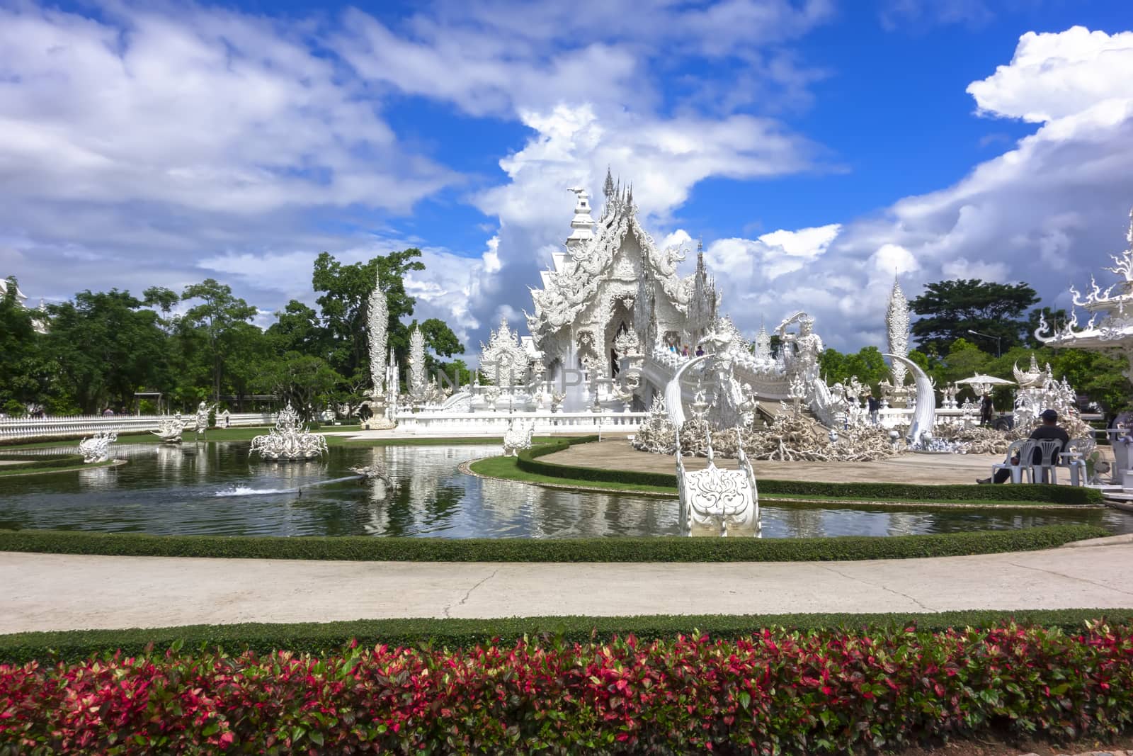 White Temple View. Contemporary unconventional Buddhist temple in Chiang Rai, Thailand.