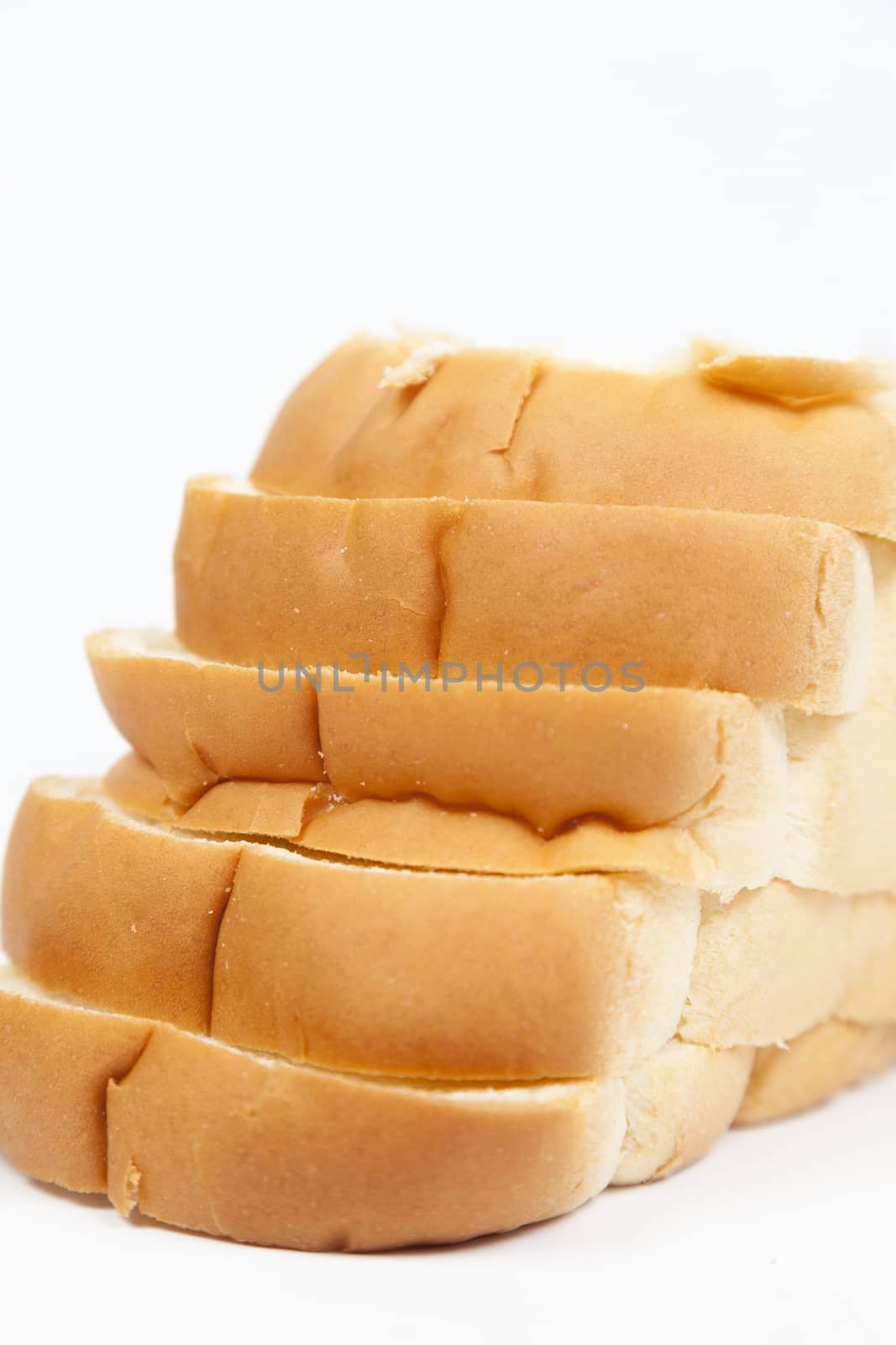 slice of bread on white isolated background.slice of bread overlay.