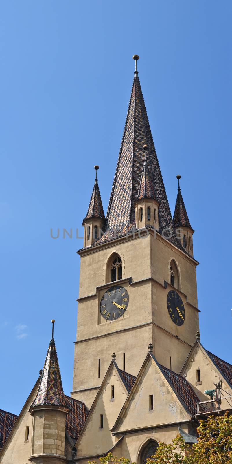 Sibiu city Romania Lutheran Cathedral architecture detail