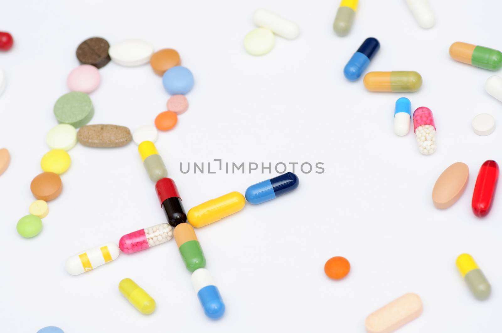 Prescription symbol Rx made of drugs by dred