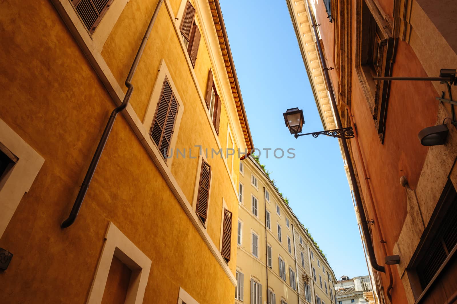 Narrow streets of old historic Rome, Italy