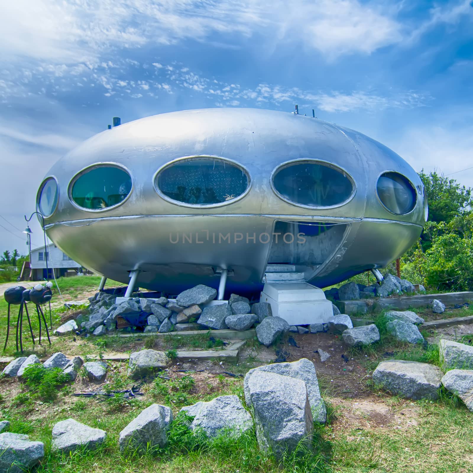 Frisco, NC-August 9:   mass-produced Futuro house. The Futuro is a house designed by Matti Suuronen. August 09, 2014 in Frisco,NC