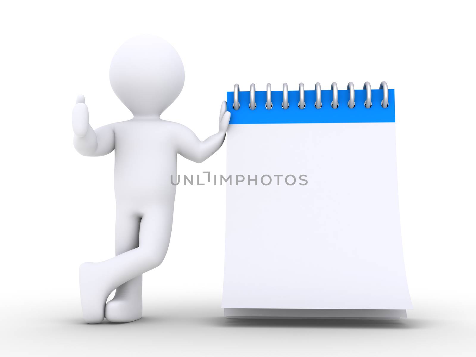 3d person is leaning against a notepad