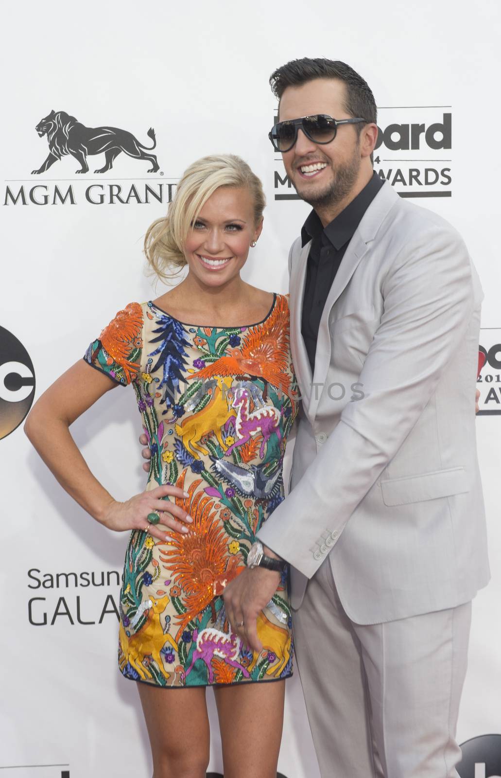 LAS VEGAS - MAY 18 : Recording artist Luke Bryan (R) and wife Caroline Boyer attend the 2014 Billboard Music Awards at the MGM Grand Garden Arena on May 18 , 2014 in Las Vegas.