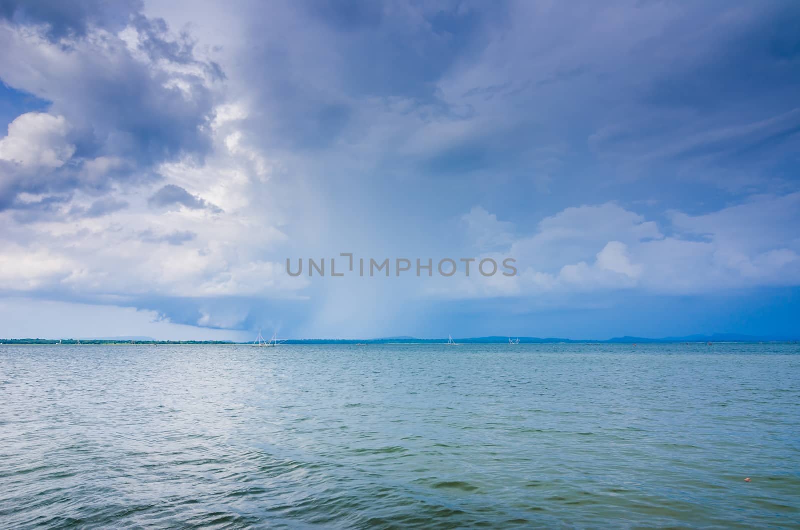Water and sky in  the Reservoir embankment Sirinthorn Ubonratchatani Thailand