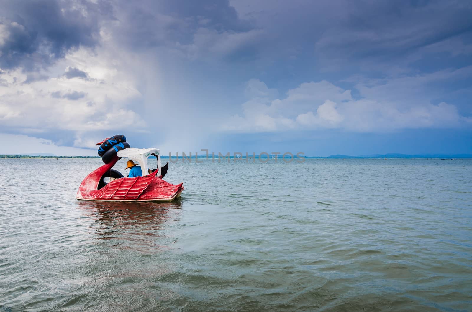 Water and sky in  the Reservoir embankment Sirinthorn Ubonratchatani Thailand