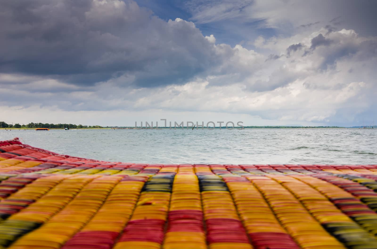 Water and sky in  the Reservoir embankment Sirinthorn Ubonratchatani Thailand