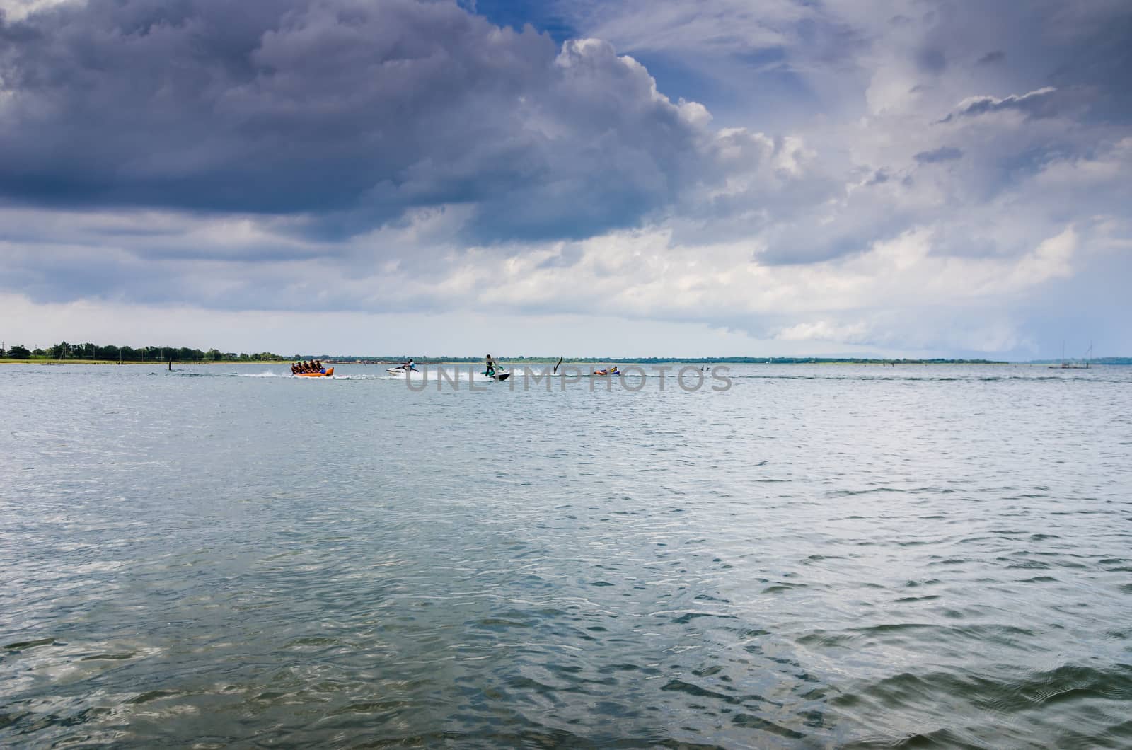 Water and sky in  the Reservoir embankment Sirinthorn Ubonratchatani Thailand