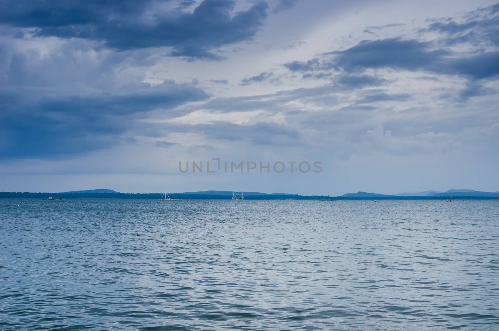 Water and sky in  the Reservoir embankment Sirinthorn Ubonratchatani Thailand