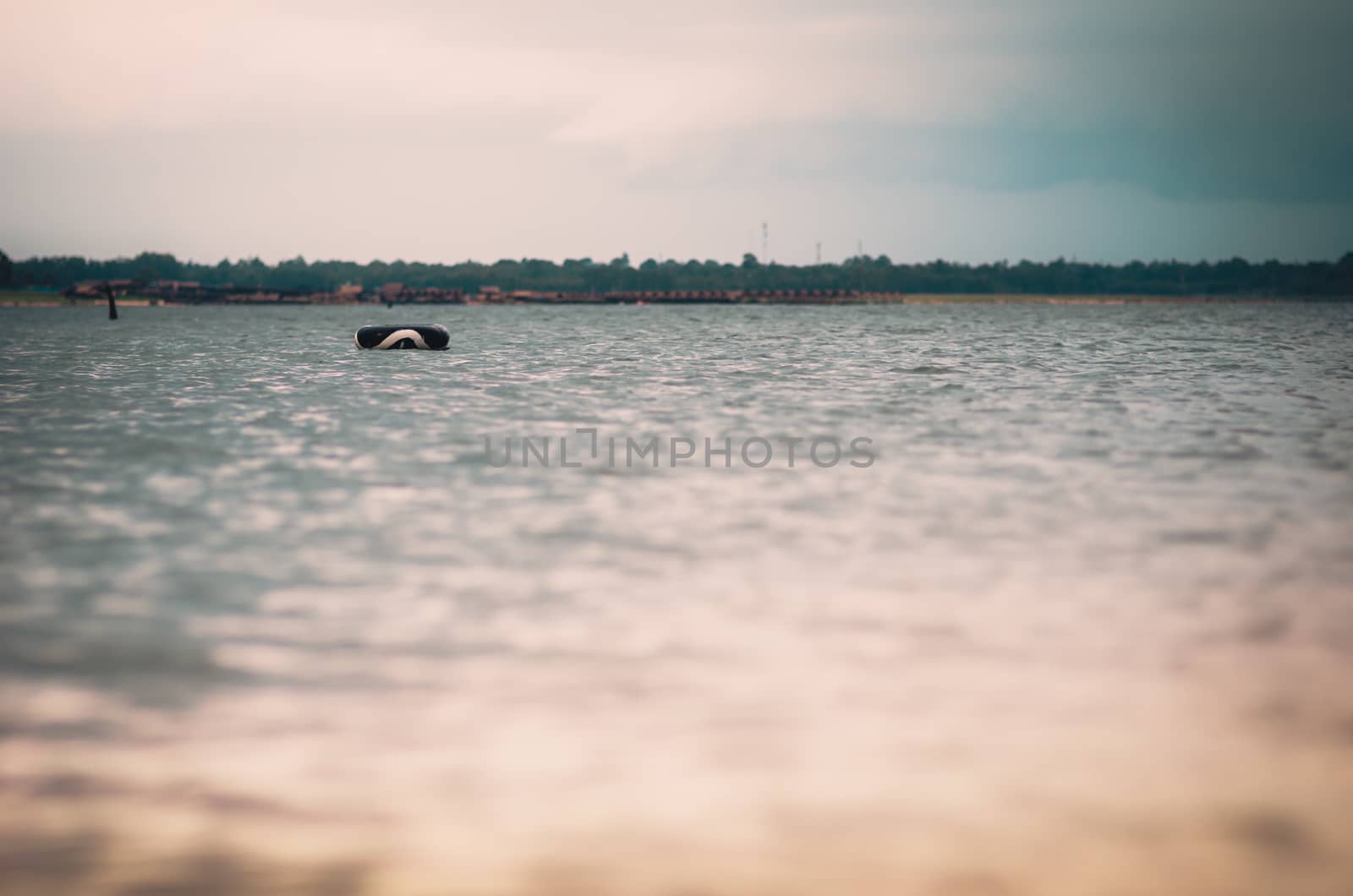 Water and sky in  the Reservoir embankment Sirinthorn Ubonratchatani Thailand vintage