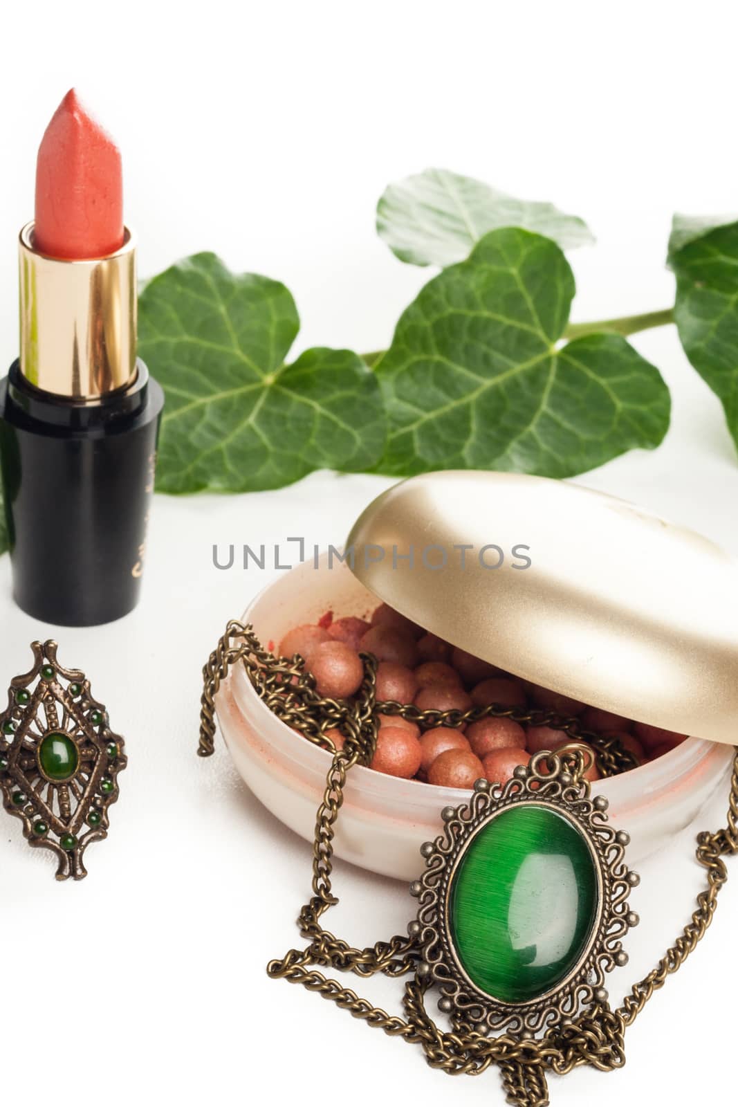 beauty fashion make up accessories with vintage necklace