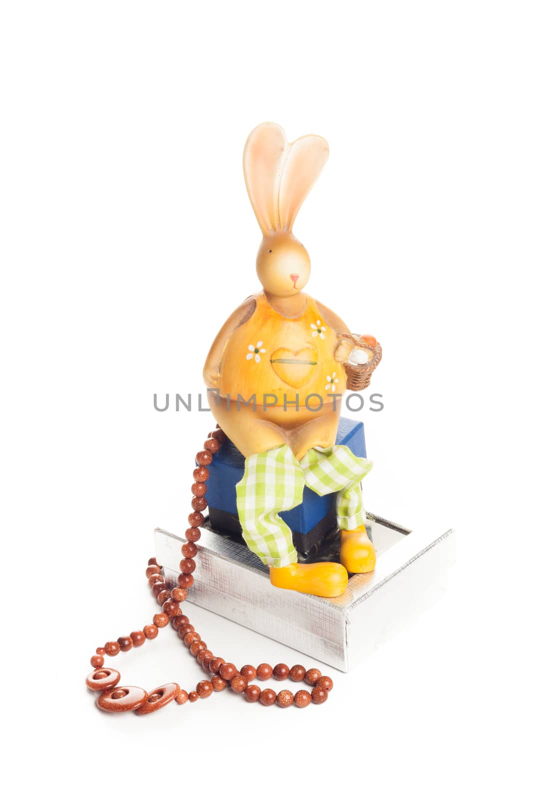 wood brown art fashion necklace on jewelry boxes with bunny