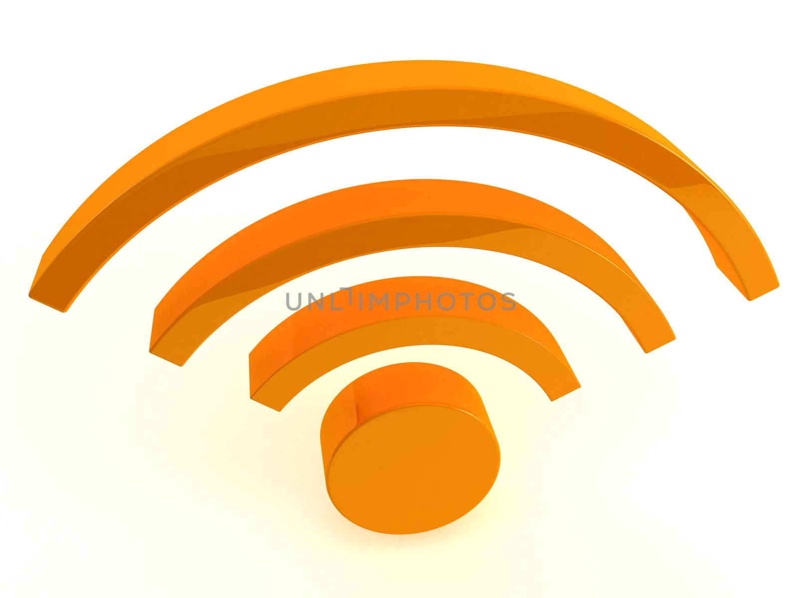 3D render of wifi icon on white background.