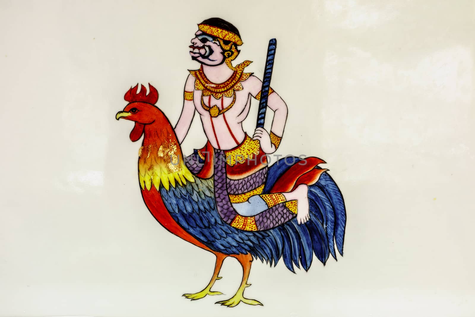 picture of angel and chicken in Thai traditional zodiac symbol