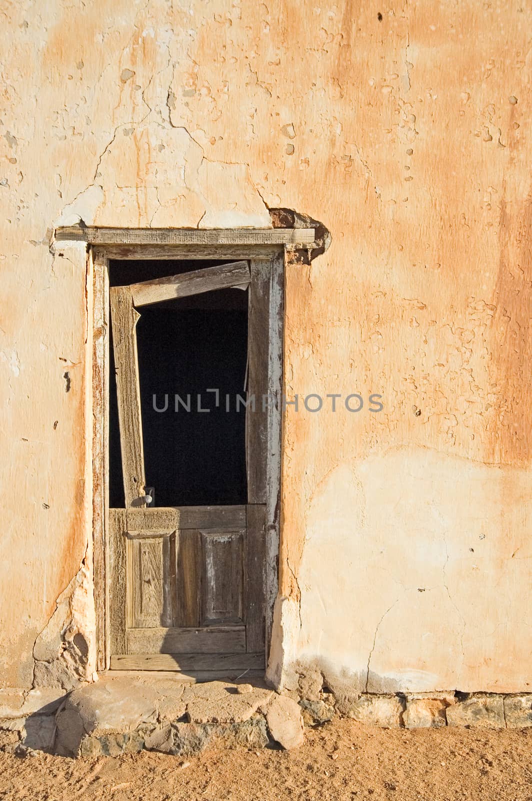 Decaying architecture at sunset on a farm in the Northern Cape Province of South Africa
