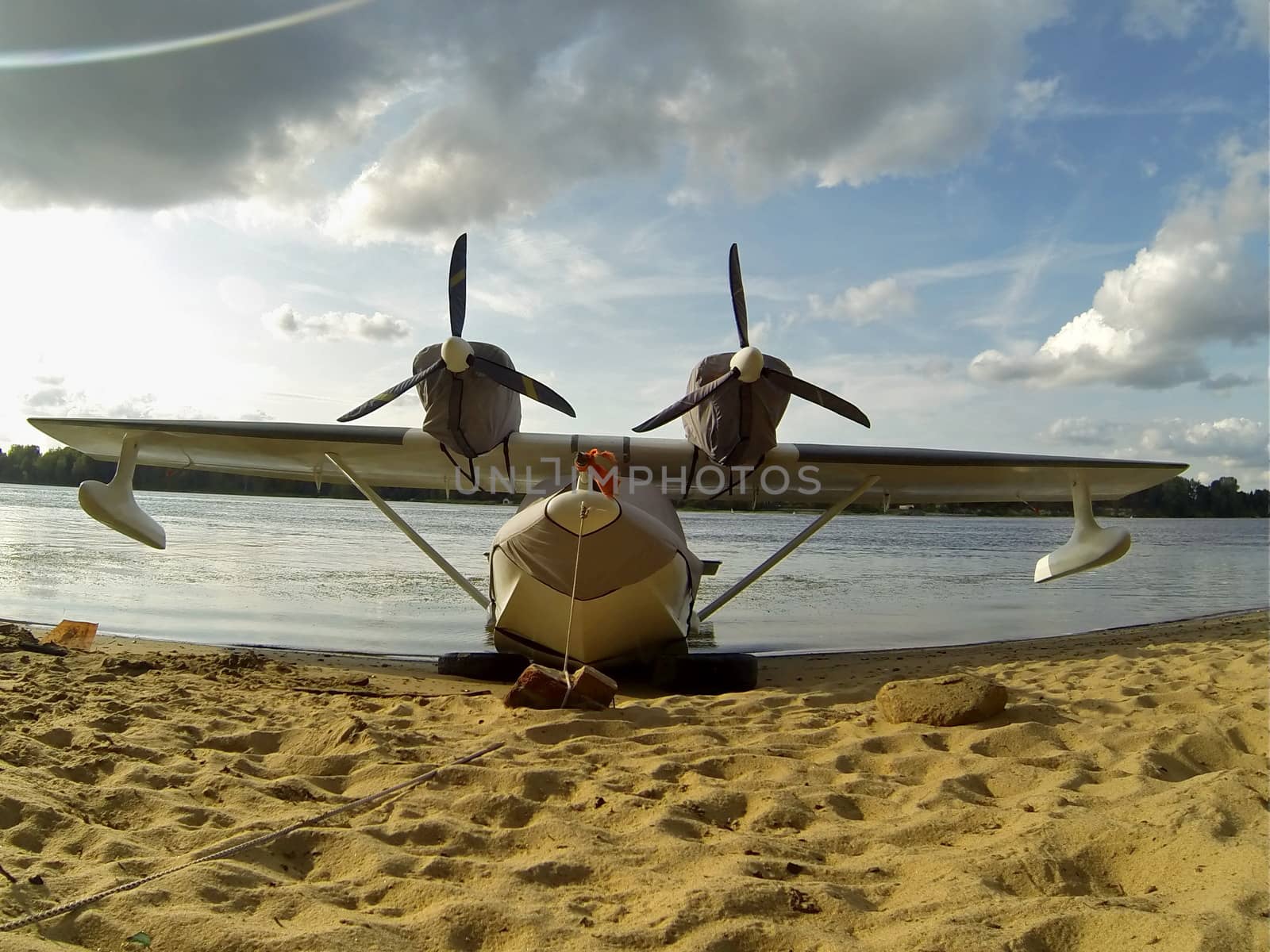 Seaplane in the river landscape