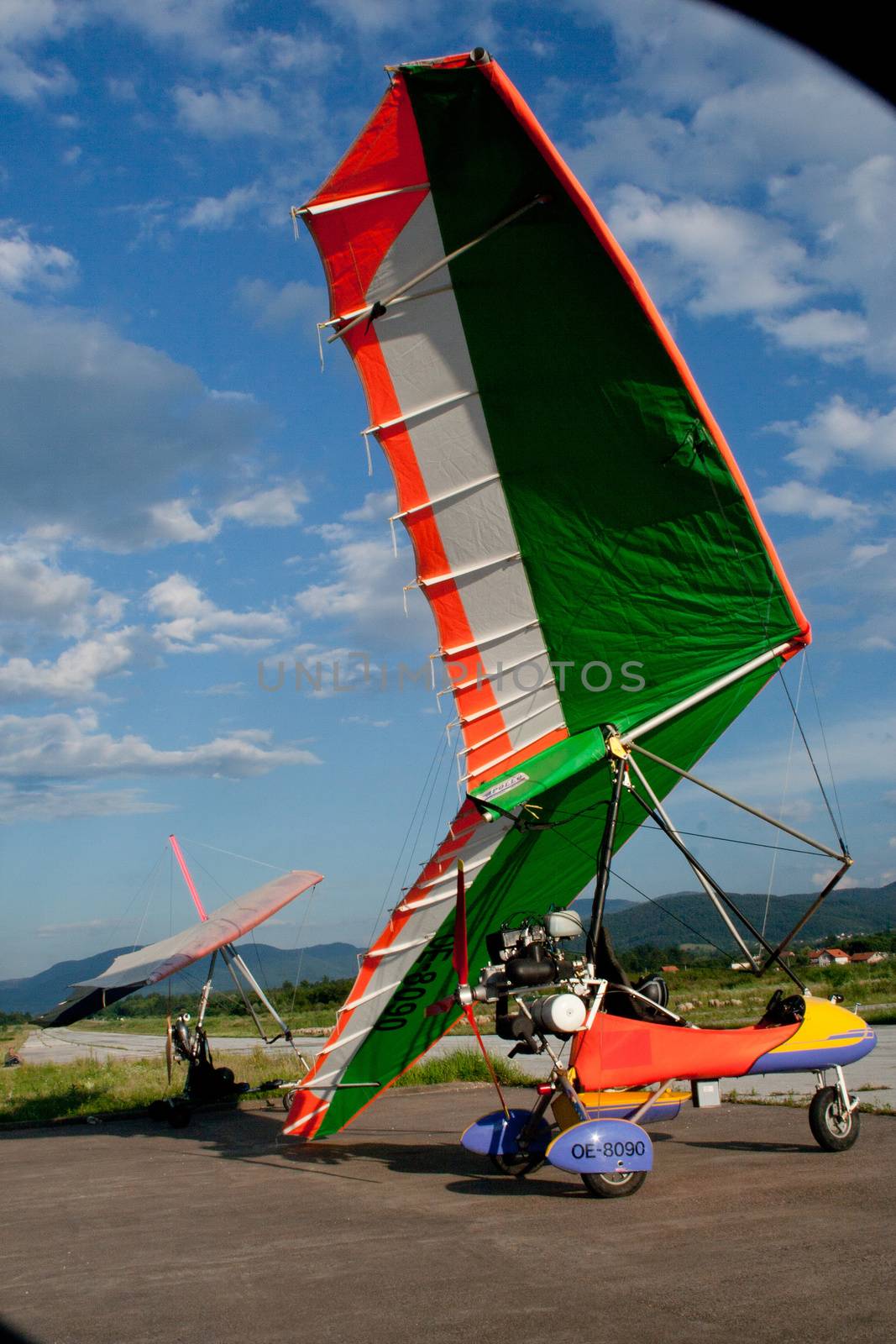 ZIVINICE, BOSNIA AND HERZEGOVINA - JULY 12, 2014: Parked para-motor by elaplan