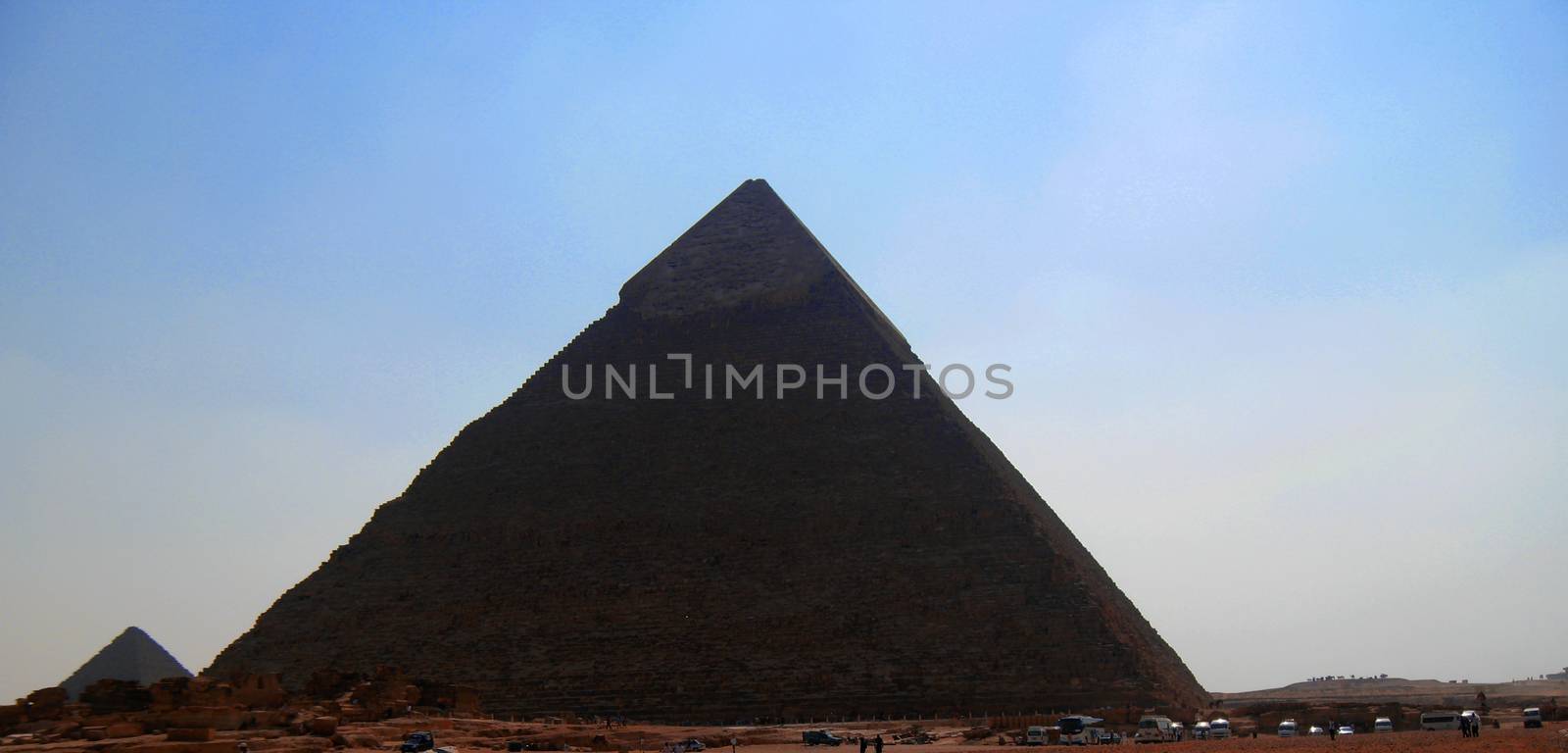 Pyramids in desert of Egypt in Giza