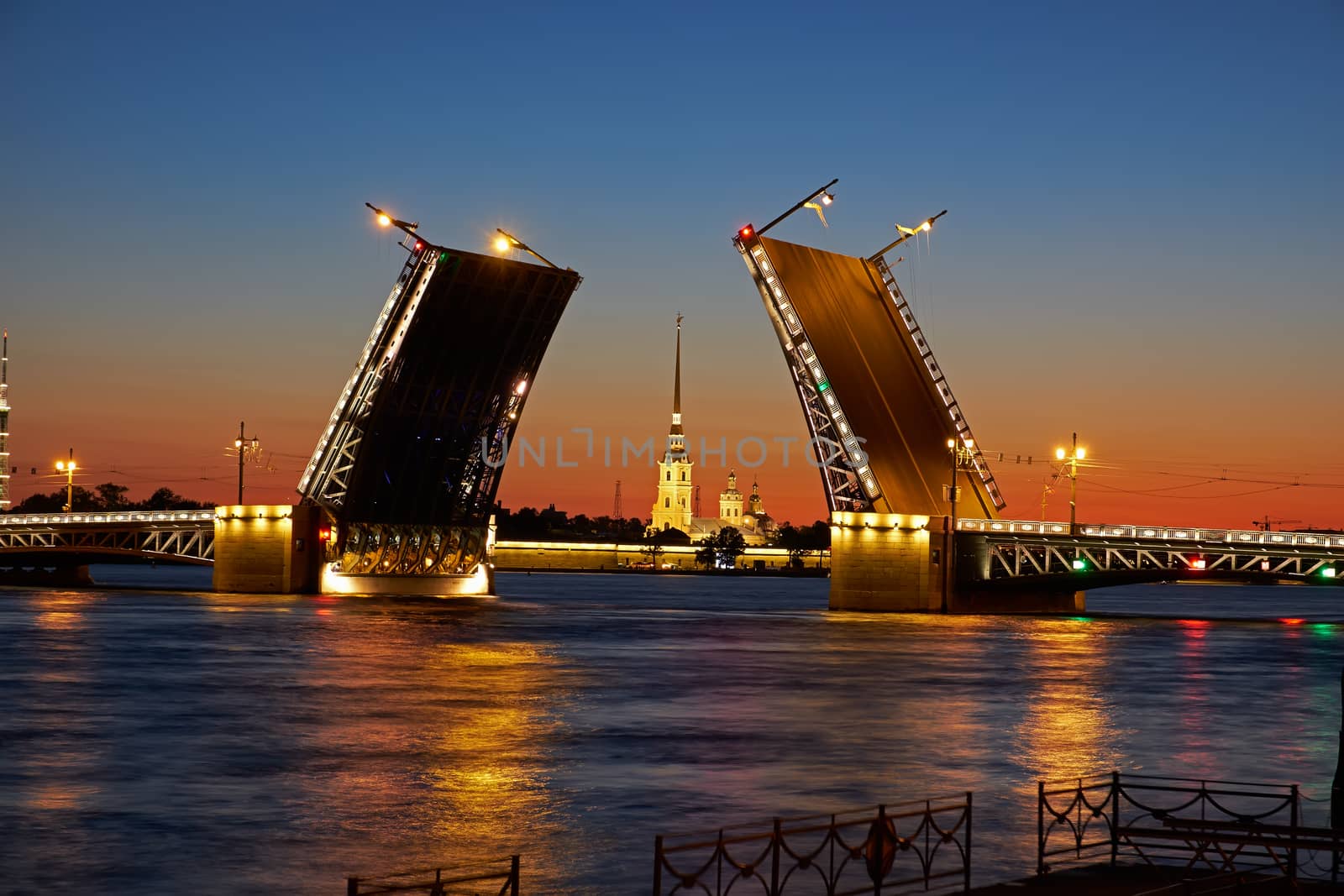 View of the River Neva and the Palace Bridge in St. Petersburg, Russia