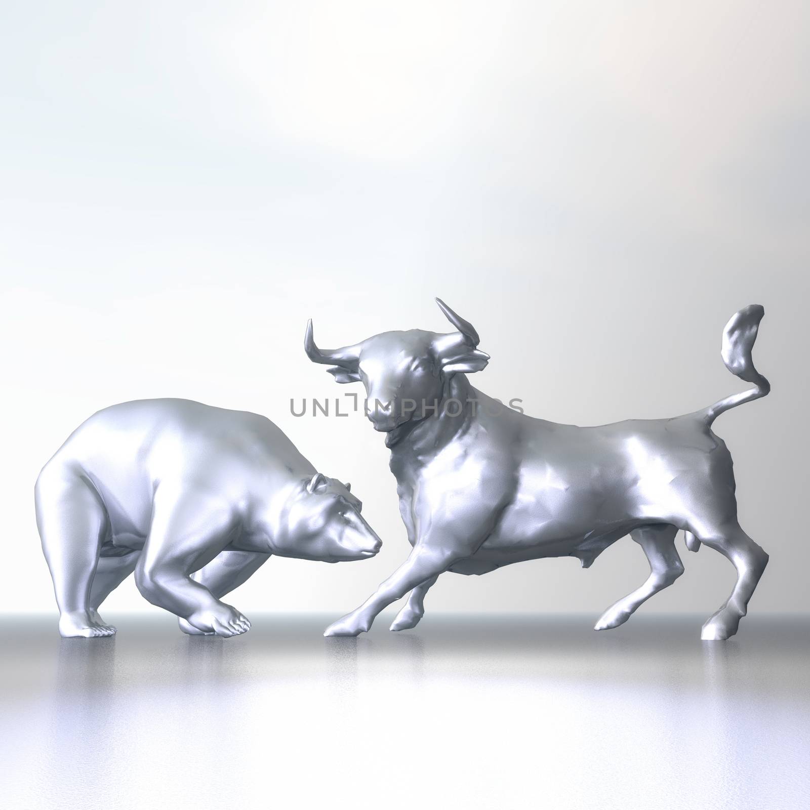 Digital Illustration of Bull and Bear