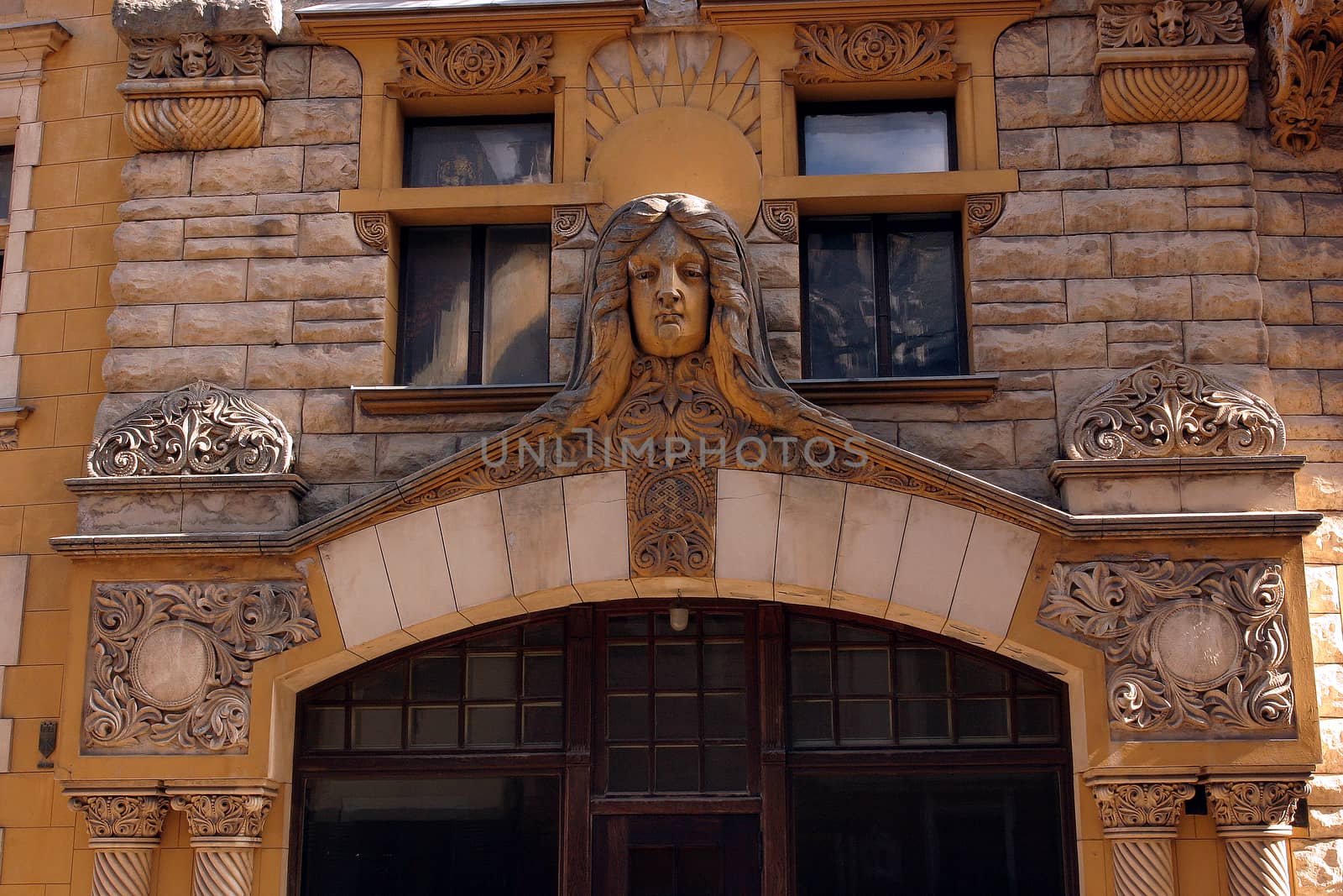Art Nouveau period facade of the building