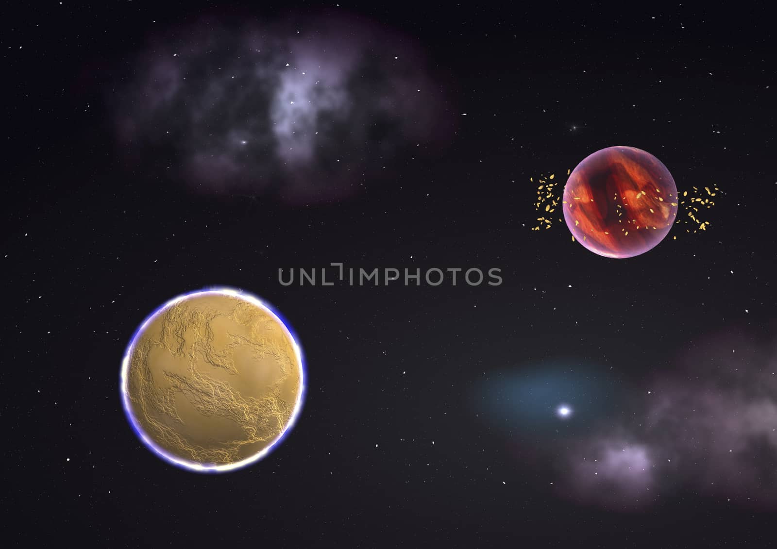 Far-out planets in a space against stars. "Elements of this image furnished by NASA".