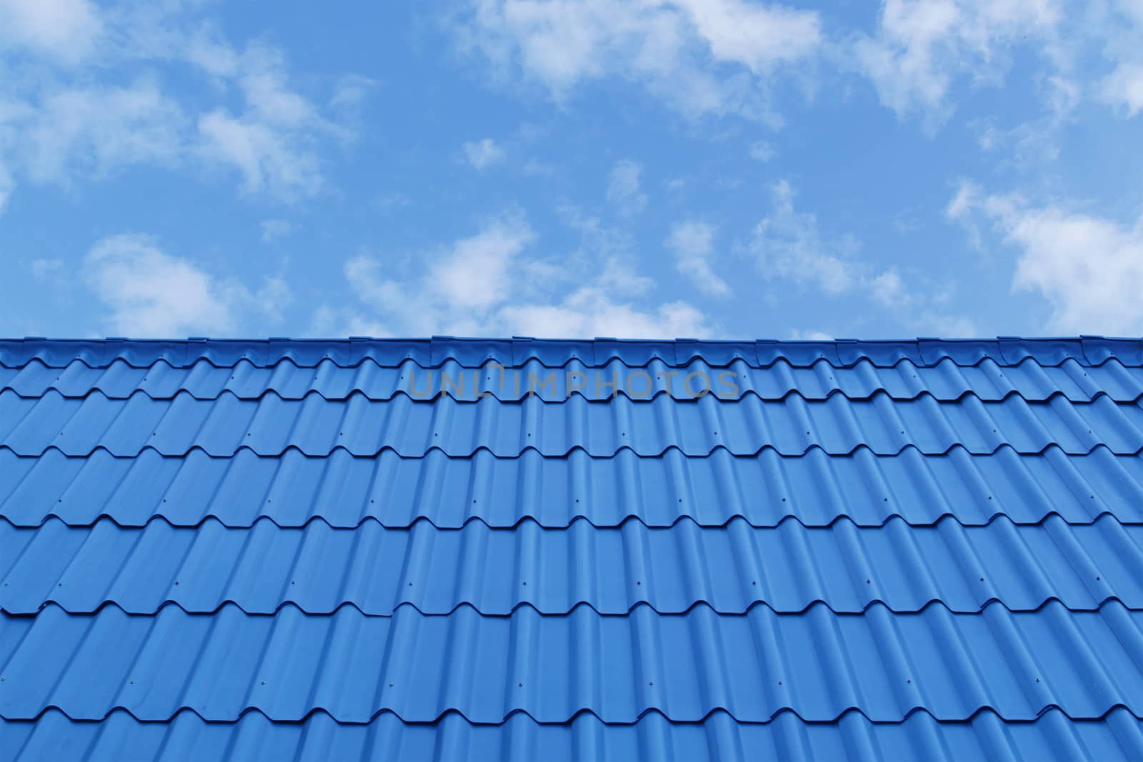 Blue Roof on Blue Sky Background