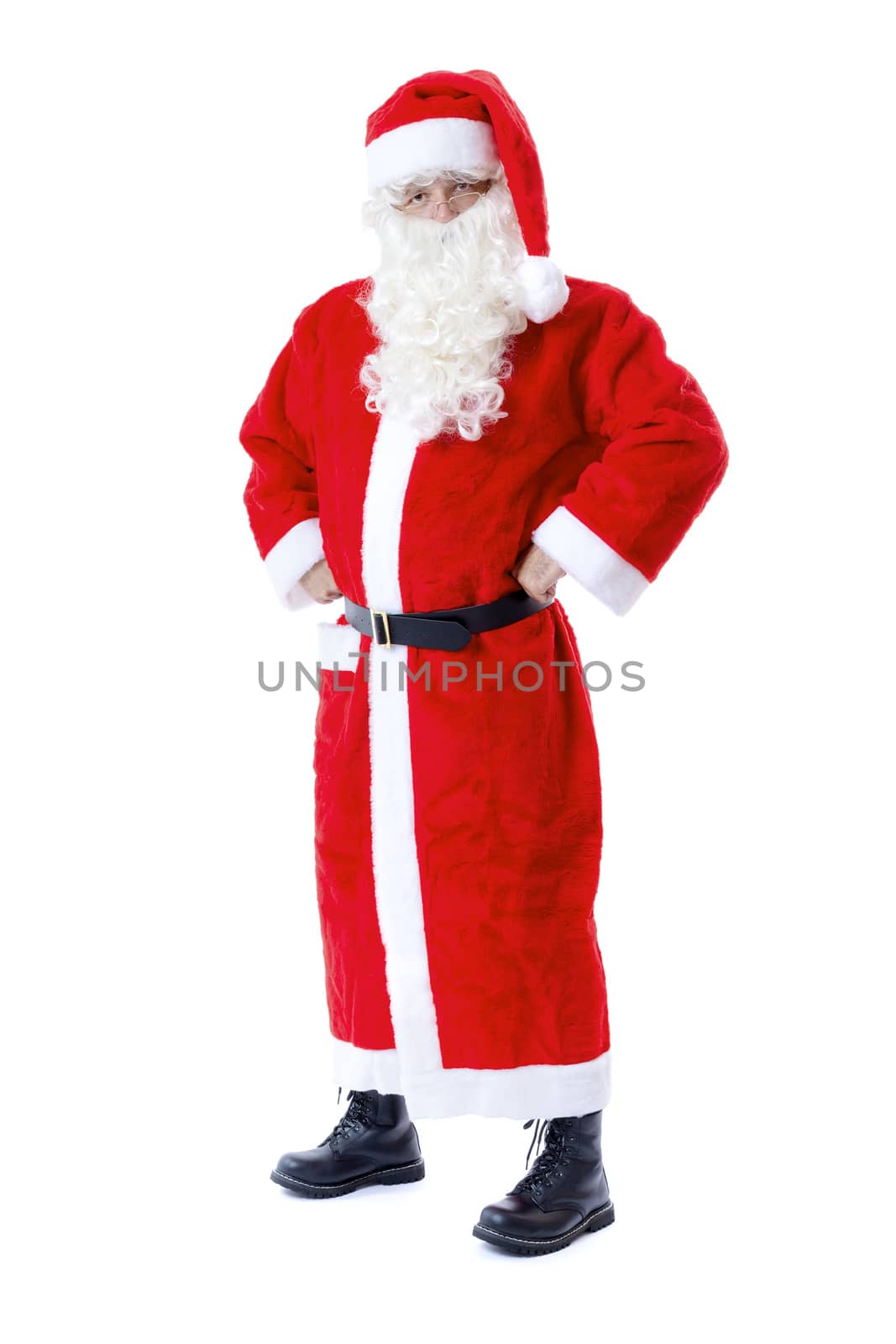 A handsome Santa Claus isolated on a white background