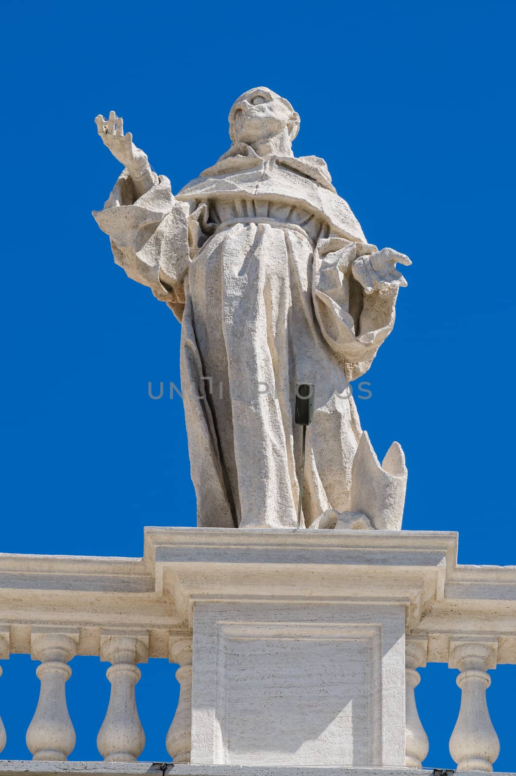 Statues on the roof of St. Peter Cathedral in Rome, Italy