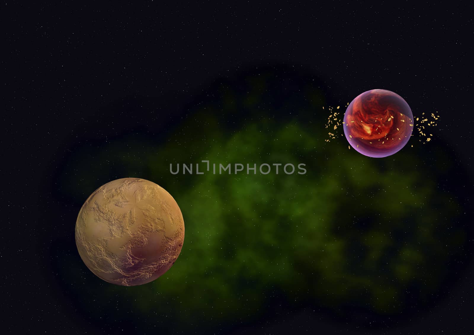 Far-out planets in a space against stars. "Elements of this image furnished by NASA".