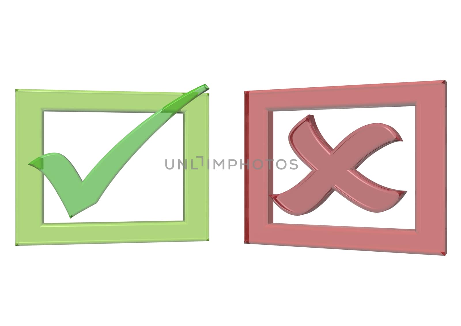 Glossy green Check mark on white background