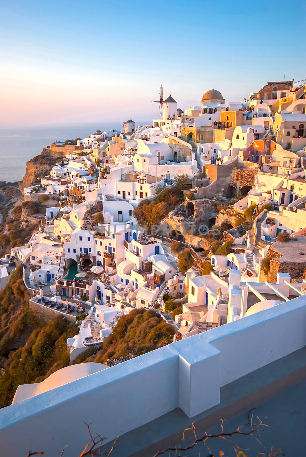 Oia Santorini Greece famous with beautiful romantic sunsets