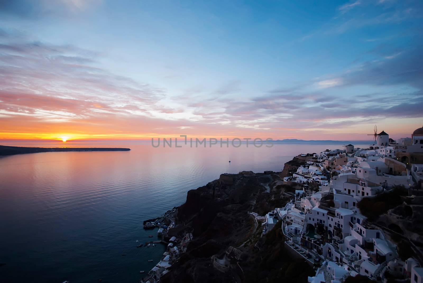 Oia Santorini Greece famous with beautiful romantic sunsets