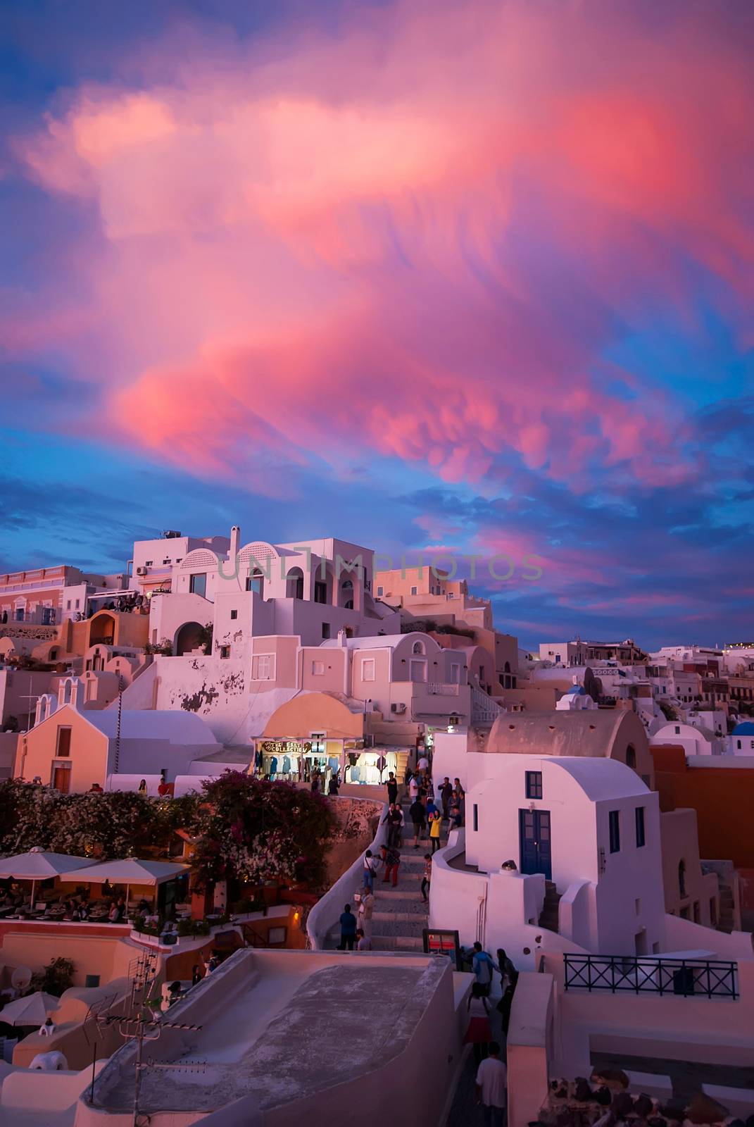 Oia Santorini Greece famous with beautiful romantic sunsets