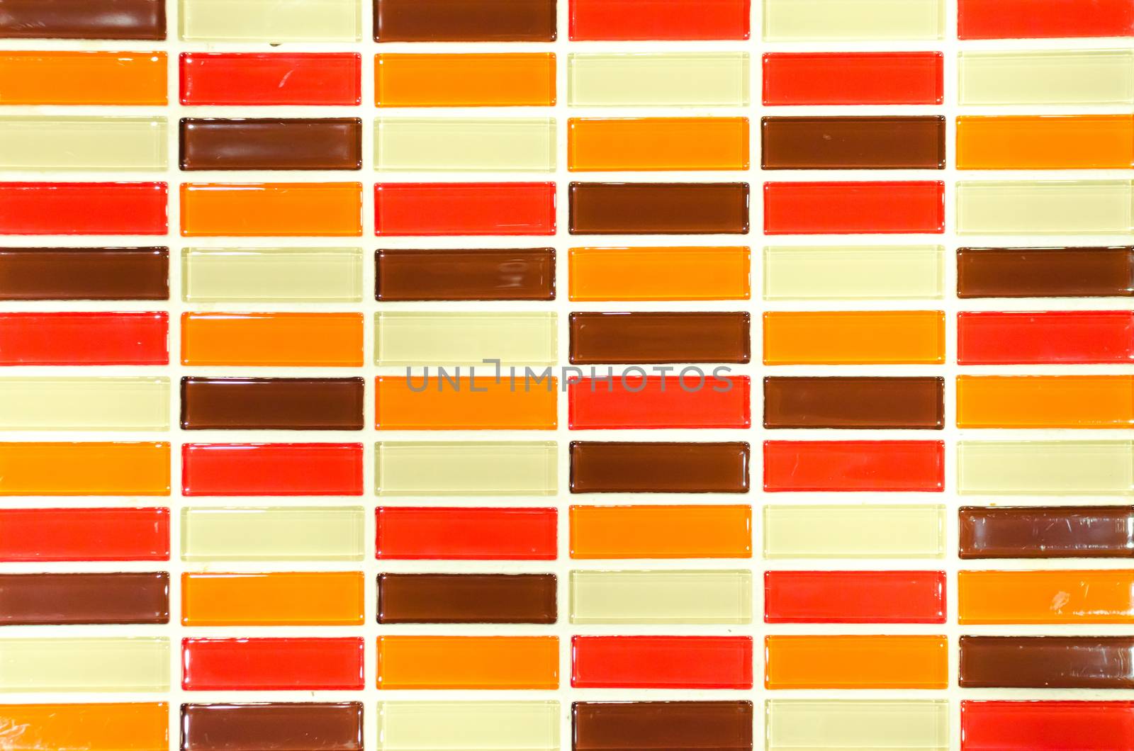 Lime red yellow and brown mosaic tiles background.