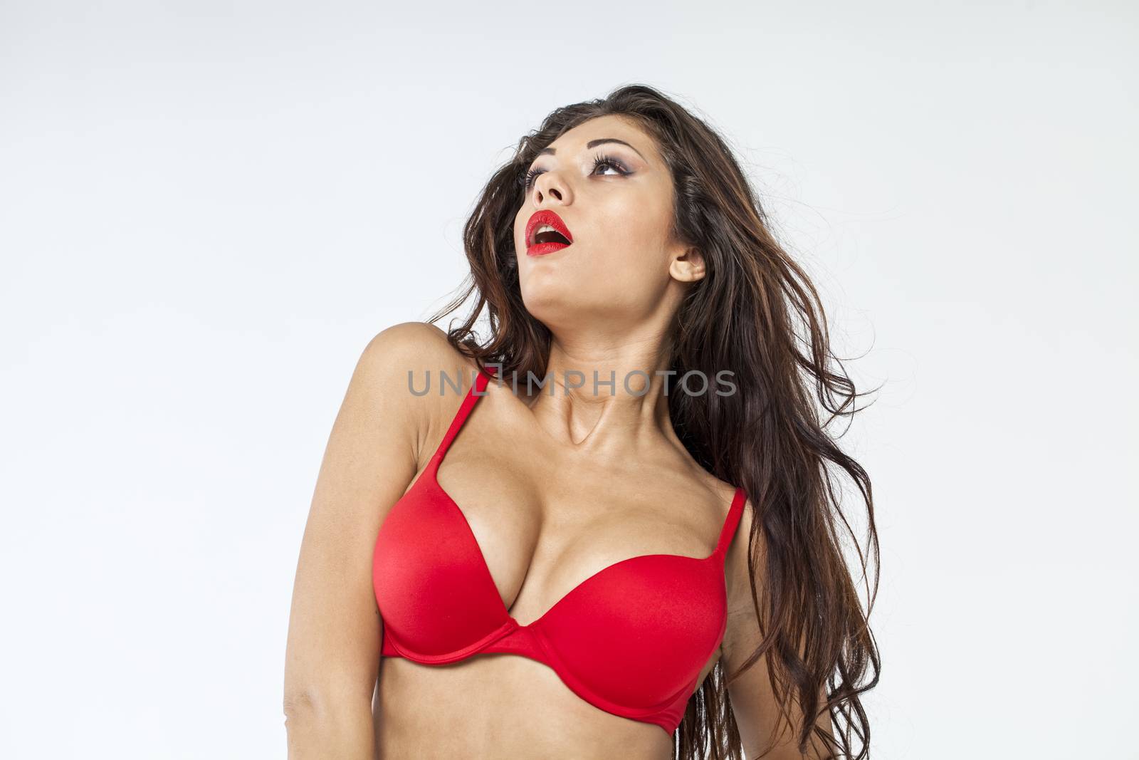 Portrait of sexy woman in red bra