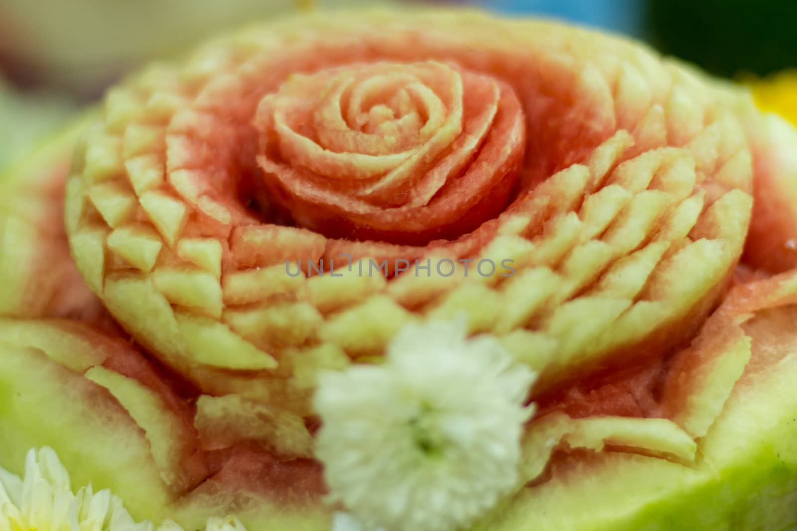 Display of Thai intricately carved water melon