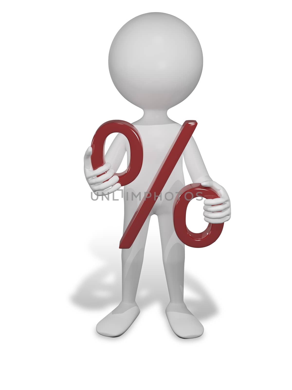 illustration abstract white man with a percentage