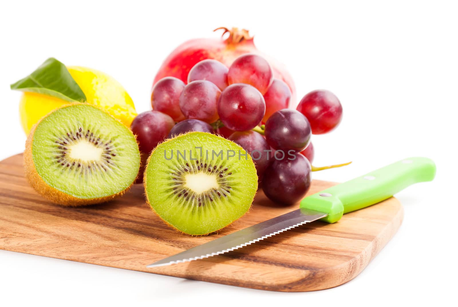kiwi sliced segments isolated on white background