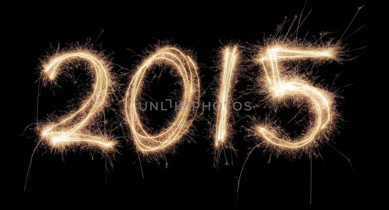 Number 2015 written with a sparkler.