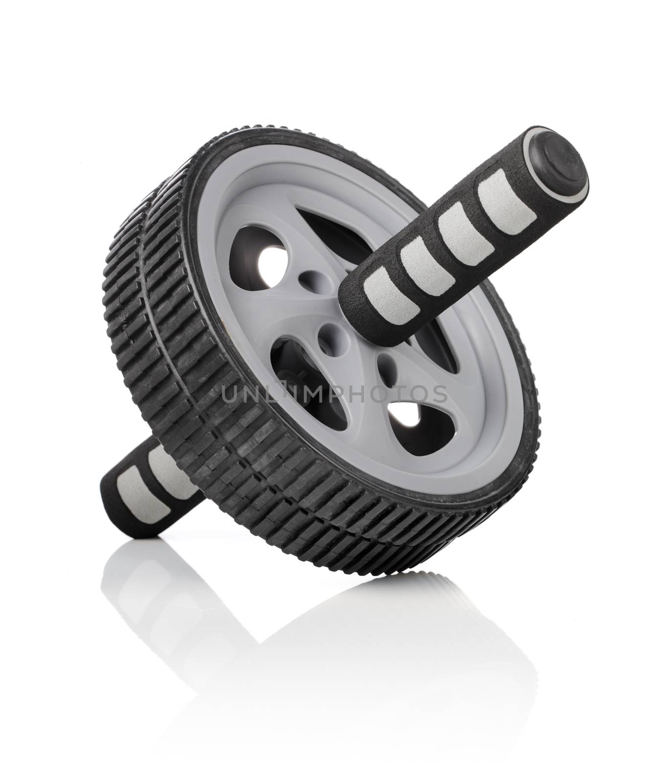 Ab roller wheel used for exercising abdominal muscles.