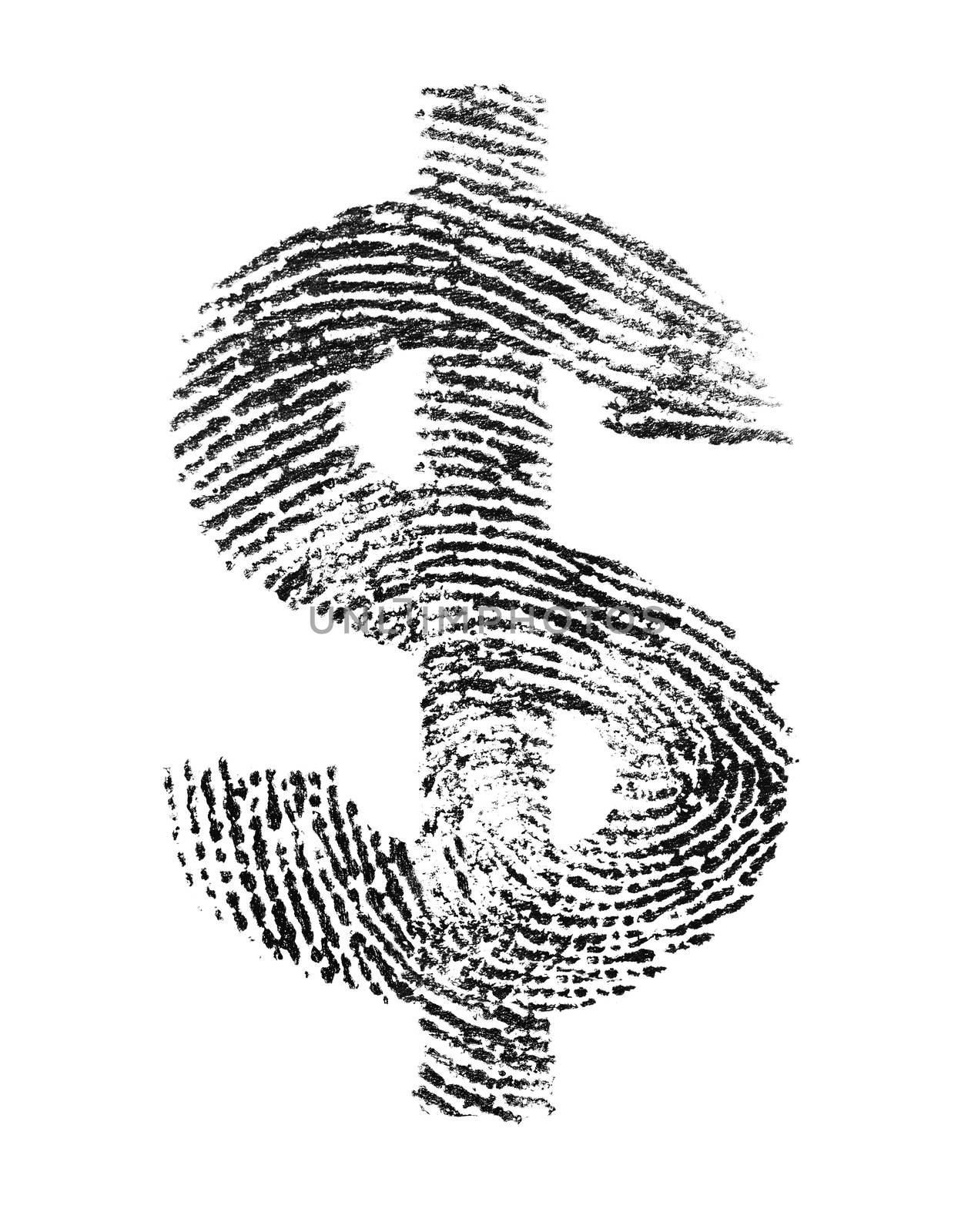 Dollar sign made of a real fingerprint.