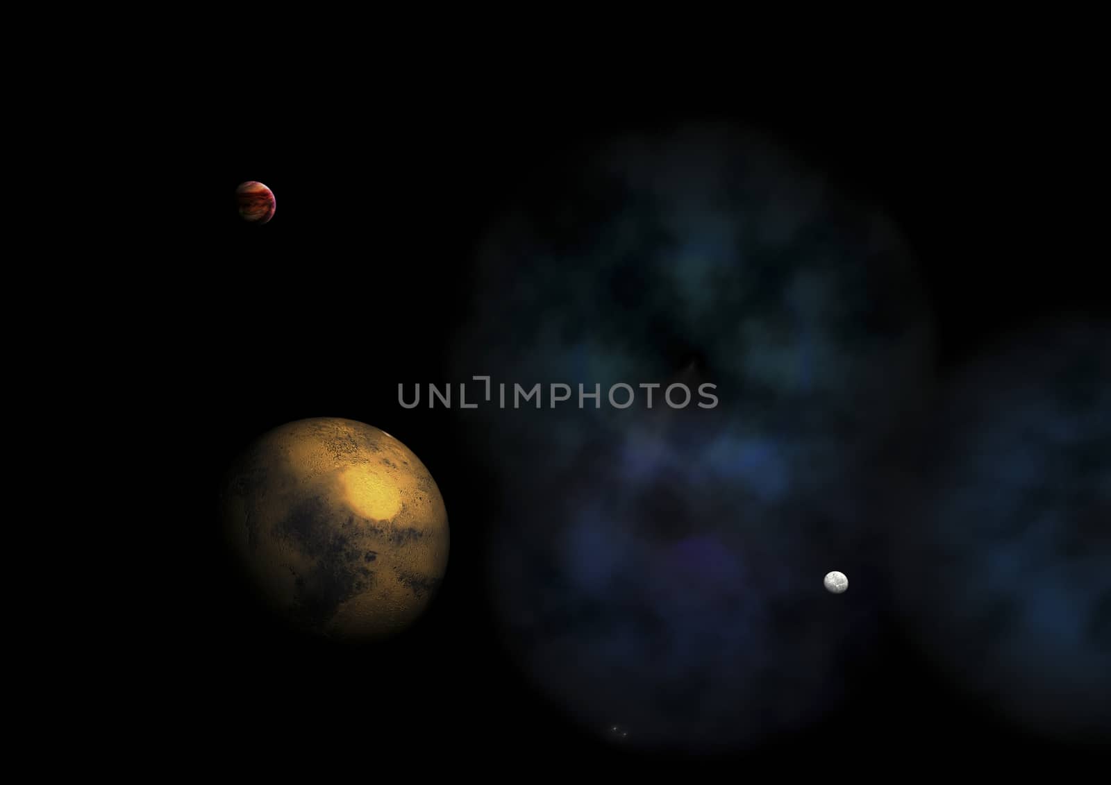 Far-out planets in a space against stars. "Elements of this image furnished by NASA".