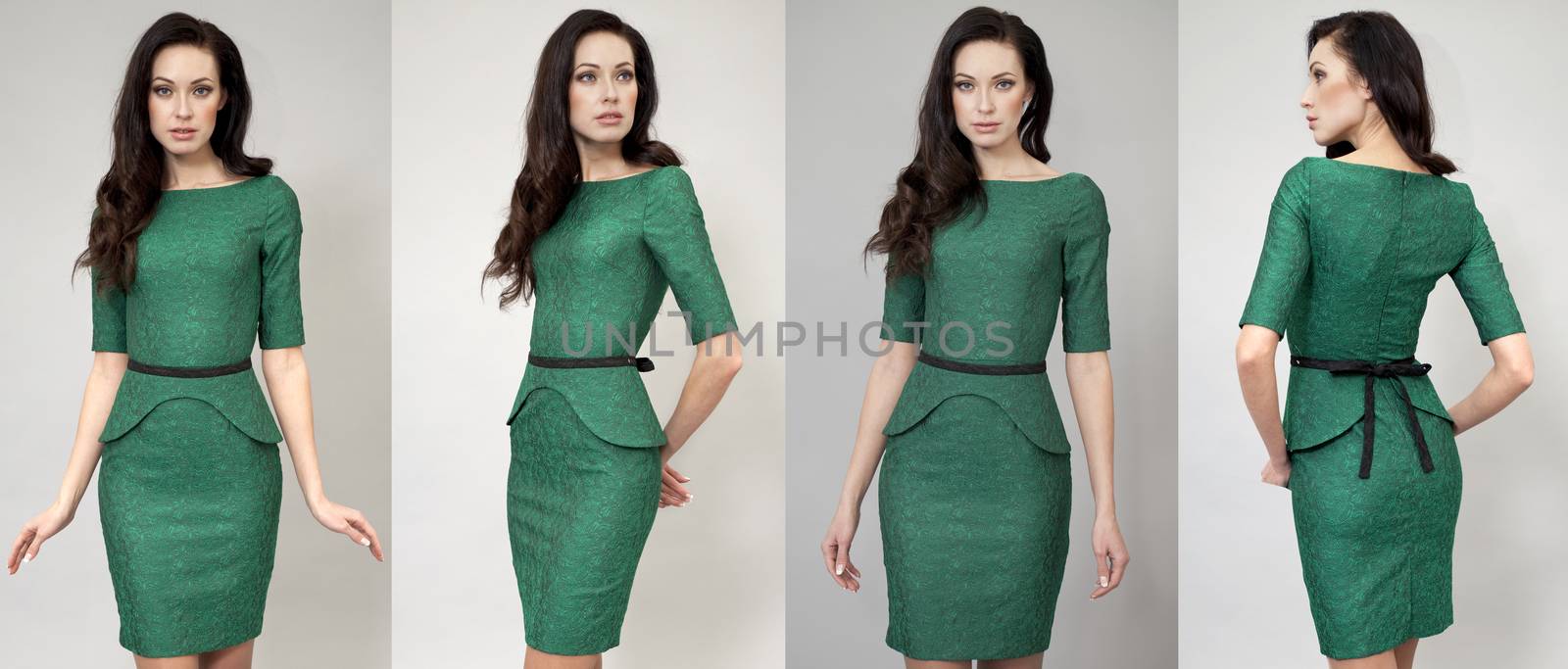 Collage beautiful women in green dress by andersonrise