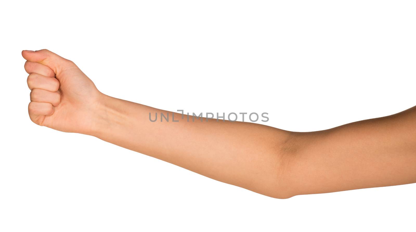 Woman fist in a white isolated background