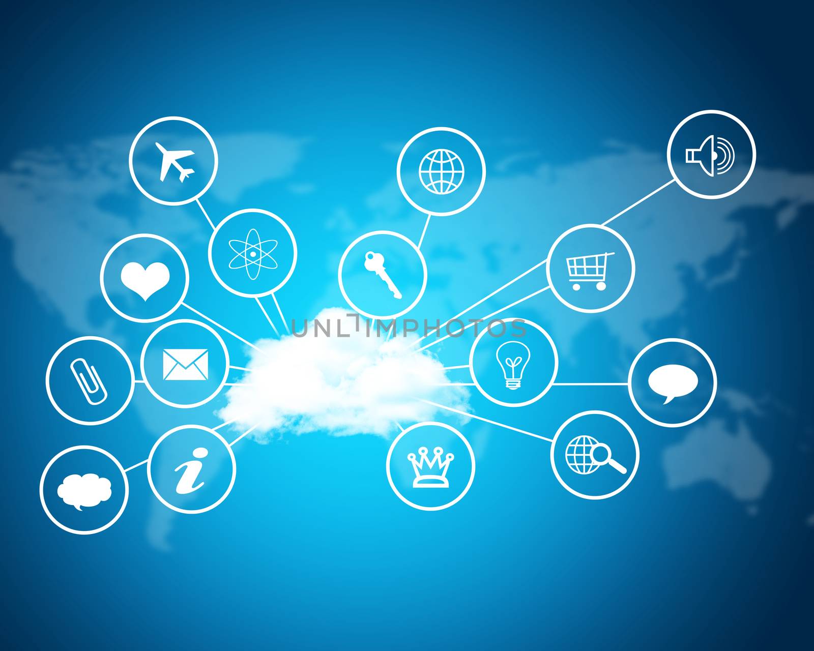 Cloud with computer icons. Technology concept by cherezoff