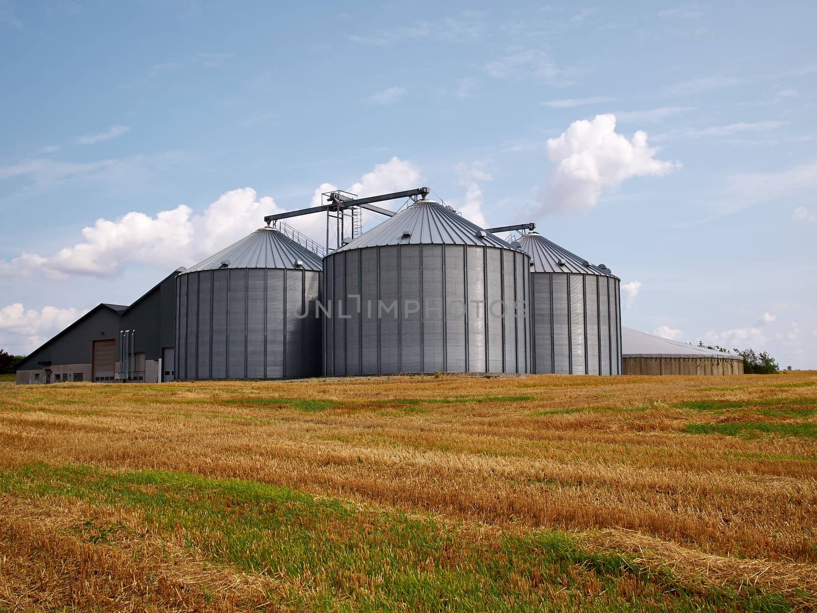 Farm grain silo agriculture production image